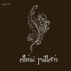 Ethnic pattern handmade feather
Abstract decoration folk art style on body painting henna tattoo design author point curl a white pattern brown background text eps10 vector illustration Stock
