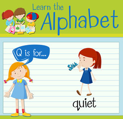 Flashcard letter Q is for quiet