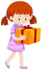 Fototapeta na wymiar Little girl with present box