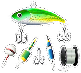Fishing equipment with hooks and floats