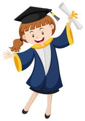 Girl in blue graduation gown