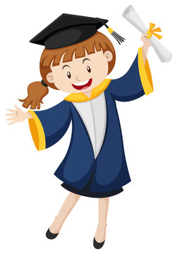 Girl In Blue Graduation Gown