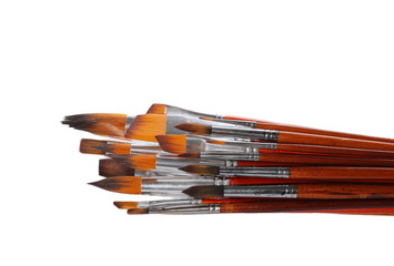 Obraz premium set various paint brush set tool on isolated white background