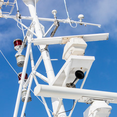 Mast of a modern ship - Selective focus