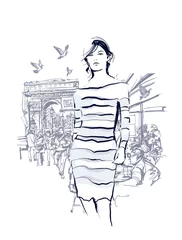 Poster Woman walking at the Champs-Elysees © Isaxar