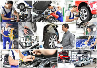 Job KFZ-Mechaniker in einer Autowerkstatt - reparieren eines Autos // car mechanic - repair a car