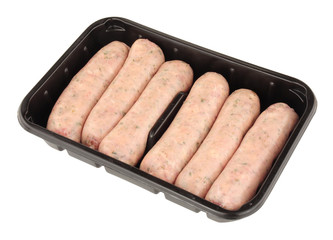 Tray Of Raw Pork Sausages