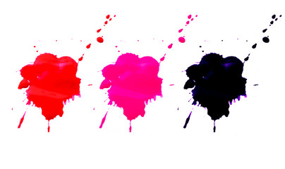 colorful splatter watercolor set isolated on white background