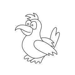 Beautiful parrot in a linear style. Coloring for children. Tropi