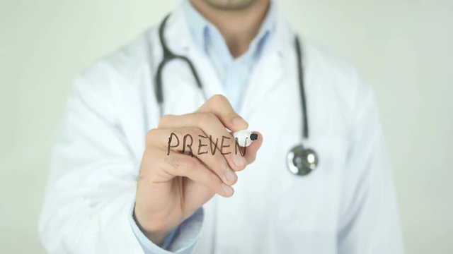 Prevention , Doctor Writing On Transparent Screen