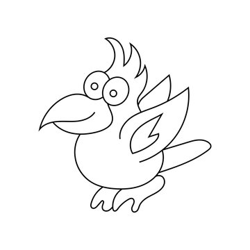 Beautiful parrot in a linear style. Coloring for children. Tropi
