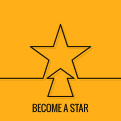 Star Concept Line. On Yellow Background.
