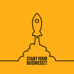 Rocket Launch Logo. Business Start Background.