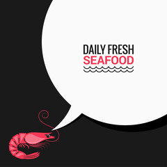 Shrimp Speech Bubble Says Fresh Food