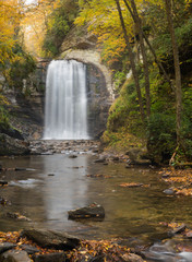 Fototapeta na wymiar Looking Glass waterfall in the Appalachians of western North Carolina near the Blue Ridge Parkway