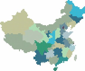 Fototapeta na wymiar Blue square shape China and Taiwan map on white background, vector illustration.