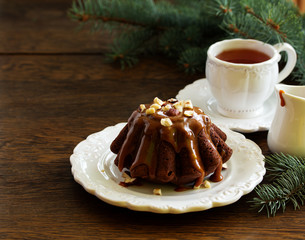 chocolate cake with caramel