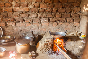 Eggs cooking in Nepali kitchen