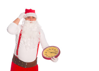 Santa Claus with a clock, Hurry for Christmas
