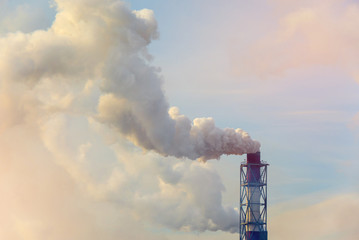 Smoking pipes of thermal power plant emitting carbon dioxide