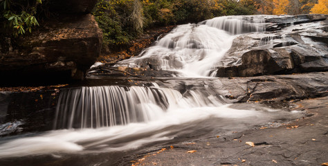 a waterfall in the Appalachians of western North Carolina in the fall