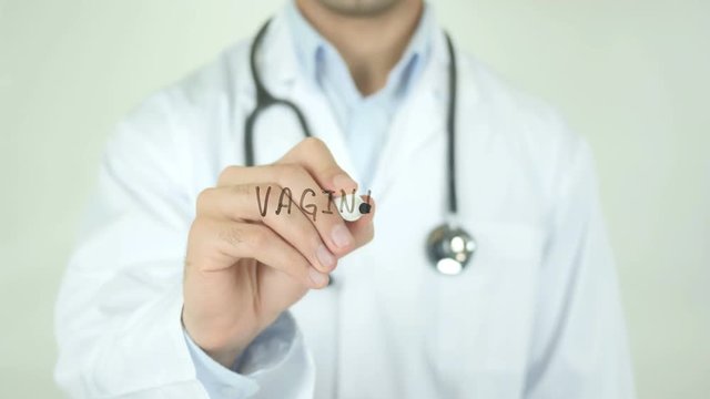Vaginitis , Doctor Writing On Transparent Screen