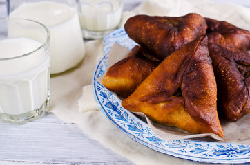 Homemade fried triangular pastry