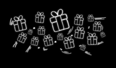 Fresco of gift hand drawn icons