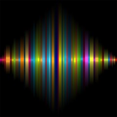 bunter Lichterbogen viereckig mit Regenbogenfarben im Farbverlauf auf schwarzen Hintergrund - Grafik Vektor Farbspiel