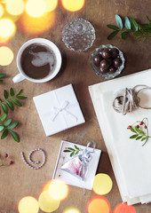 Preparations for Christmas. Gift wrapping