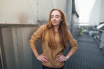 Portrait of nice looking blonde girl