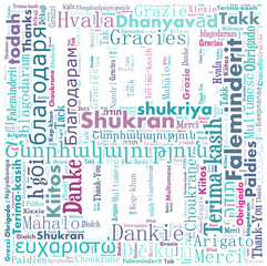 Thank you word cloud background in many different languages