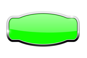 Green decorative button with chrome frame