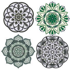 Set of colorful mandalas. Decorative round ornaments. Anti-stres