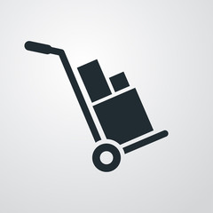 Icono plano carretilla de carga en fondo degradado