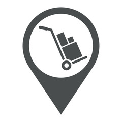 Icono plano localizacion carretilla de carga gris