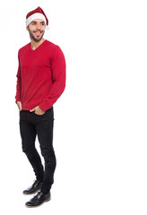 bright picture of handsome man in christmas hat