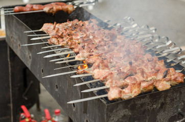 Shish kebab on skewers