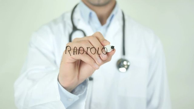 Radiologist , Doctor Writing On Transparent Screen