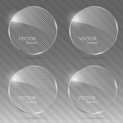 Glass banner set. Vector illustration.