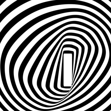 A black and white spiral optical illusion. Vector illustration.