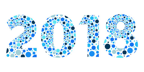 2018 Happy New Year blue bubble isolated symbol