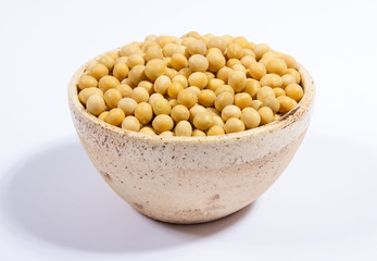 Soy beans on white background.