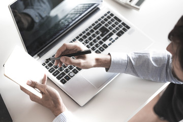 Working at home with laptop man