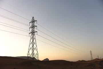 Electrical Power Grid in Sand Desert