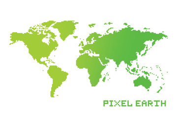 Pixel art game location style earth map vector