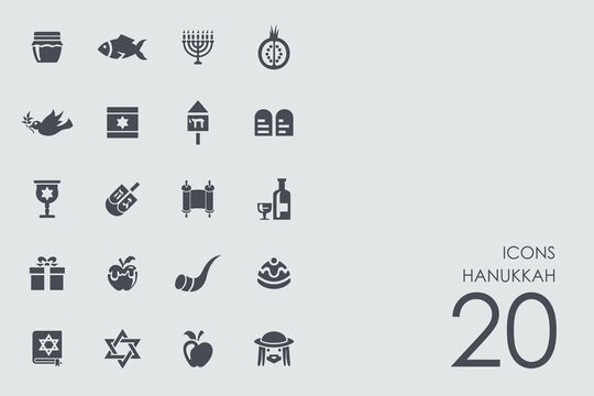 Set of Hanukkah icons