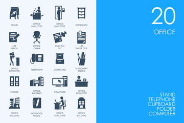 Set of BLUE HAMSTER Library office icons