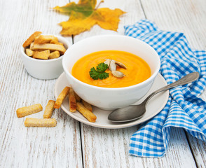 Pumpkin soup with fresh pumpkins