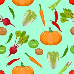 Seamless vegetables pattern. vector illustration